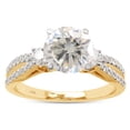 thumbnail image 1 of 1 3/5 ct. t.w Center 7MM Round Cut Lab Created Moissanite Diamond Split Shank 3-Stone Engagement Ring In 10K Solid Yellow Gold For Women(G-H Color, VVS1 Clarity, 1.60 Cttw)-7.5, 1 of 7