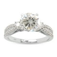 thumbnail image 1 of 1 3/5 ct. t.w Center 7MM Round Cut Lab Created Moissanite Diamond Split Shank 3-Stone Engagement Ring In 14K White Gold Over Sterling Silver (G-H Color, VVS1 Clarity, 1.60 Cttw)-5.5, 1 of 7