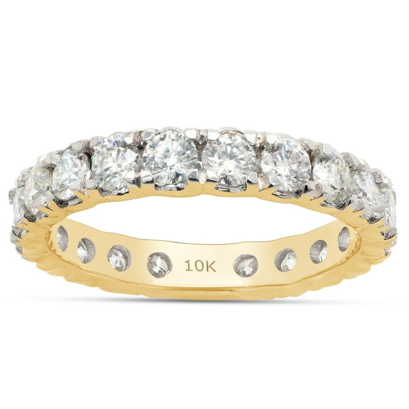 1 3/5 ct. t.w Round Cut Lab Created Moissanite Diamond Full Eternity Stackable Wedding Band Ring For Women In 10K Solid Yellow Gold (G-H Color, VVS1 Clarity, 1.60 Cttw)-9.5
