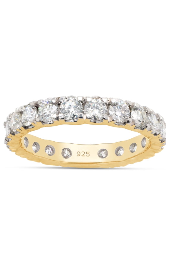 1.60CT Moissanite Diamond Full Eternity Stackable Wedding Band Ring in 14K Yellow Gold over Silver-4.5