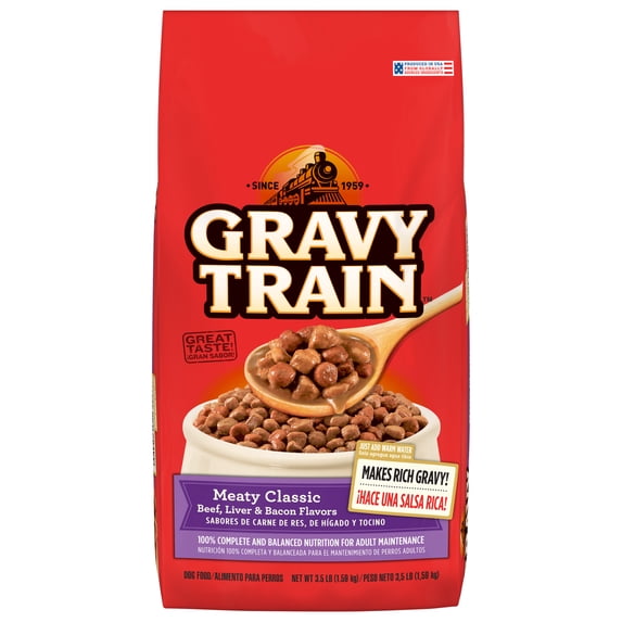 Gravy Train Meaty Classic Beef, Liver & Bacon Flavor Dry Dog Food, 3.5 lb. Bag