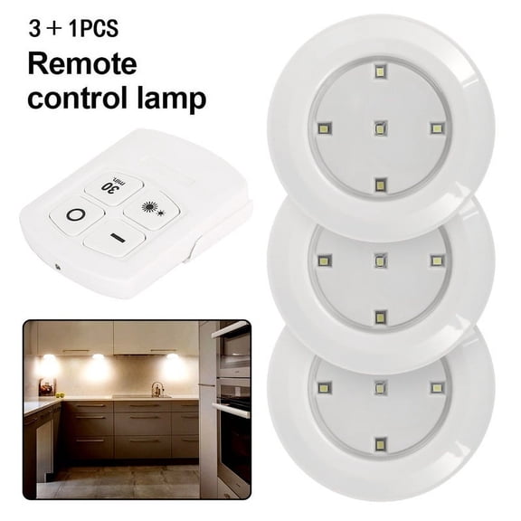 1/3/6/9PCS Wireless Remote Control LED Cabinet Light Under Closet Lamp Bright for Kitchen Cabinet Closet Bedroom Stairs