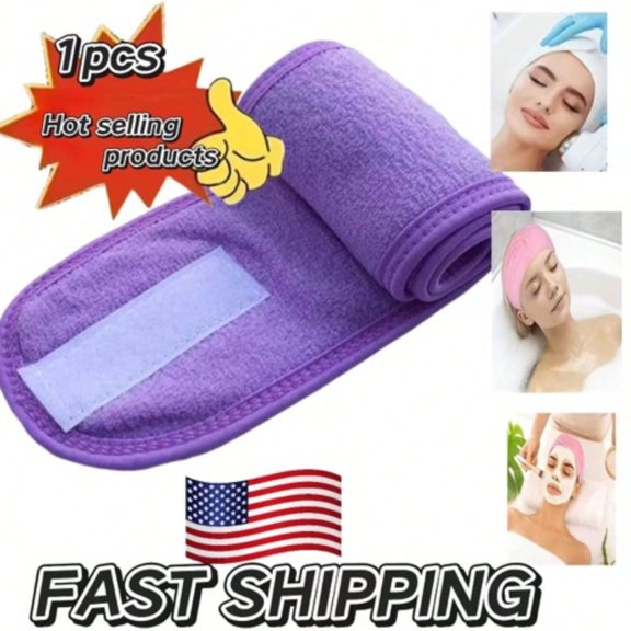 1/3/6pcs Holzlrgus Spa Facial Headband Make Up Wrap Head Terry Cloth Headband Adjustable Towel Band for Face Washing Shower Facial Cover.( Purple)