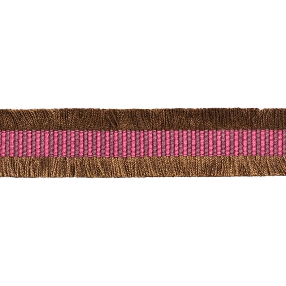1 3/8" (3.5cm) Chocolate Collection Cut Fringe Gimp Braid Trim # 0138CHCF, Raspberry Brown #CC03 (Chocolate Brown, Magenta Pink) 5 Yards (15 ft/4.5m)