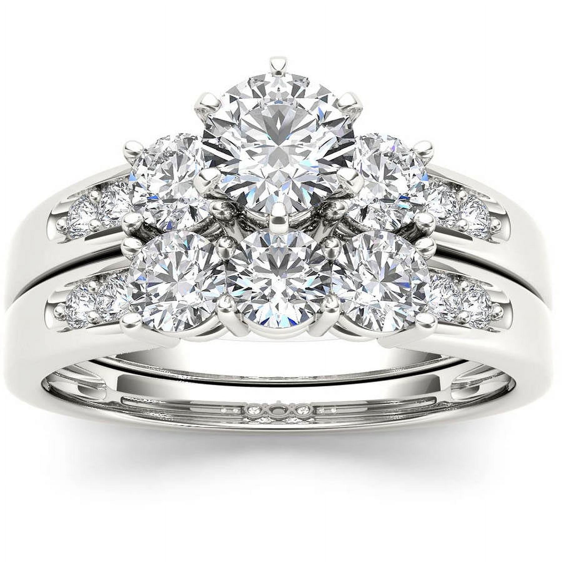 1-3/8 Carat T.W. Diamond Three-Stone 14kt White Gold Engagement Ring Set - image 1 of 8