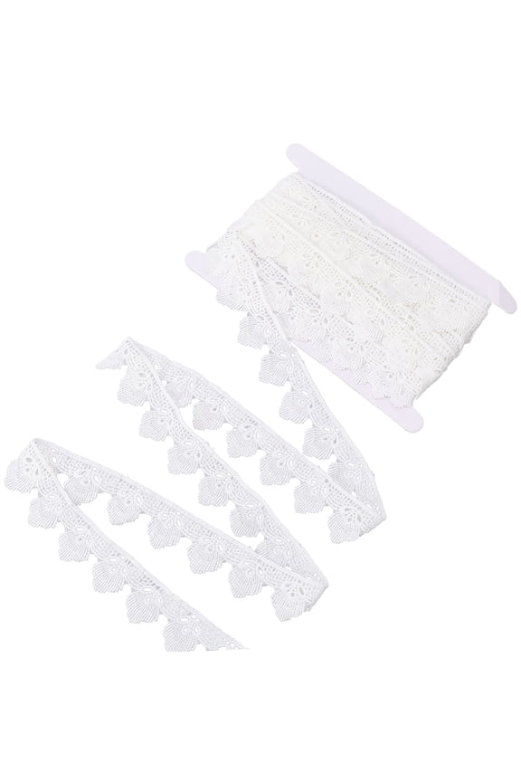 1 3/8 Inch 15 Yards White Embroidery Lace Roll Ribbon Crochet Eyelet Applique Trim Shell Embroidered Scalloped Wavy Edge Fabric Trimming