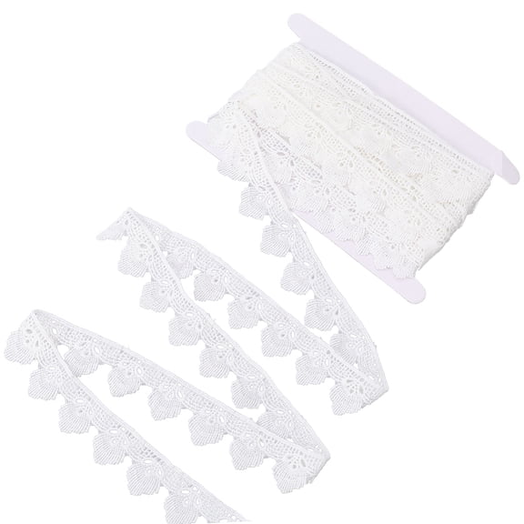 1 3/8 Inch 15 Yards White Embroidery Lace Roll Ribbon Crochet Eyelet Applique Trim Shell Embroidered Scalloped Wavy Edge Fabric Trimming