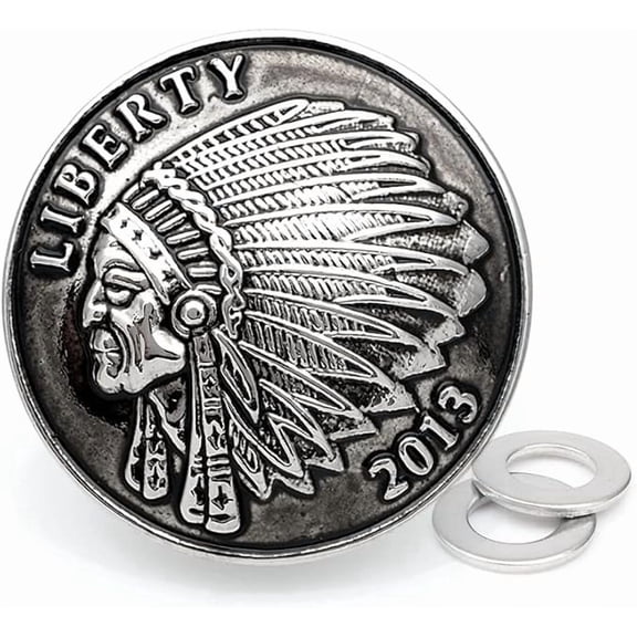 1-3/8 Inch Coin Design Screw Back Conchos Cowboy Leathercraft Embellishment Pack of 2 CHS69 (Antique Silver)