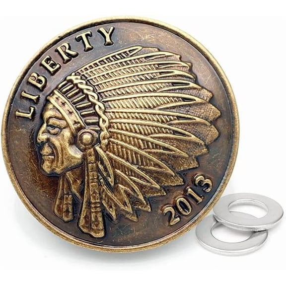 1-3/8 Inch Coin Design Screw Back Conchos Cowboy Leathercraft Embellishment Pack of 2 CHS69 (Bronze)