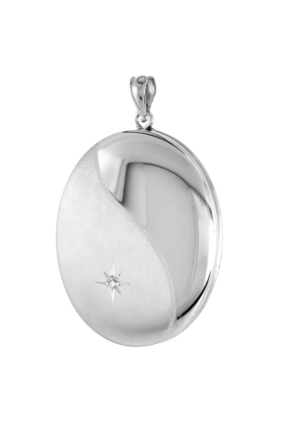 1 3/8 inch Large Diamond Oval Locket / Urn Pendant 1 Picture, NO CHAIN