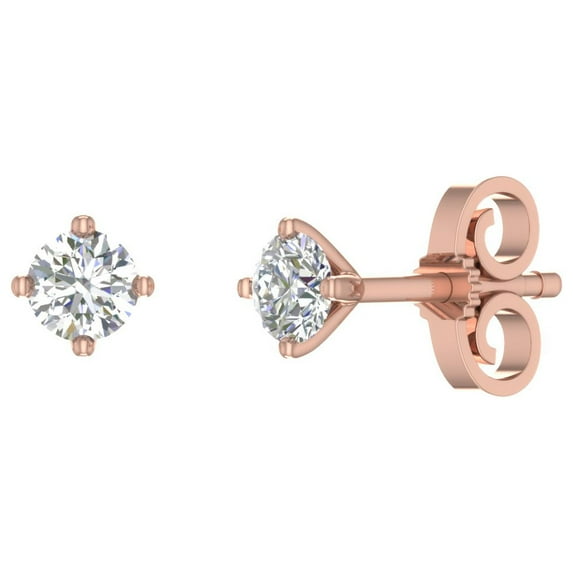 1/3 Carat 4-Prong Diamond Stud Earrings in 14K Rose Gold