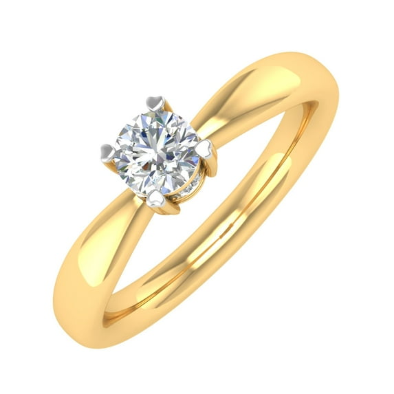 1/3 Carat 4-Prong Set Diamond Engagement Ring in 14K Yellow Gold (Ring Size 6.75) (I1-I2 Clarity)