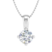 1/3 Carat 4-Prong Set Diamond Solitaire Pendant Necklace in 14K White Gold Silver Chain Included - IGI Certified