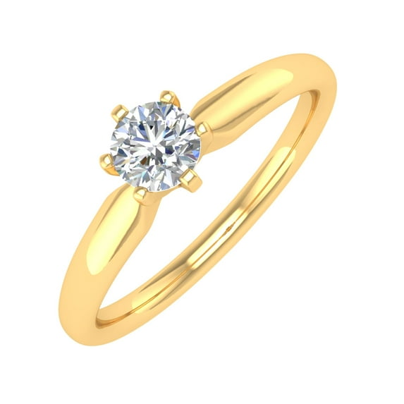 1/3 Carat 6-Prong Set Diamond Engagement Ring in 14K Yellow Gold (Ring Size 9.25) (I1-I2 Clarity)