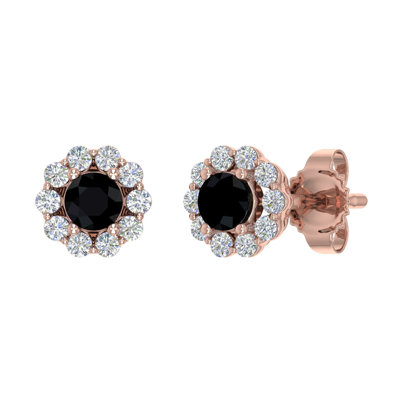 1 3 Carat Black Diamond and White Diamond Cluster Stud Earrings in