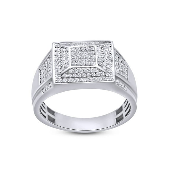 1/3 Carat CT.t.w Round Cut White Natural Diamond Men's Cluster Engagement Wedding Ring 10k White Gold (I-J Color, I2-I3 Clarity, 0.33 Cttw) Ring Size-9