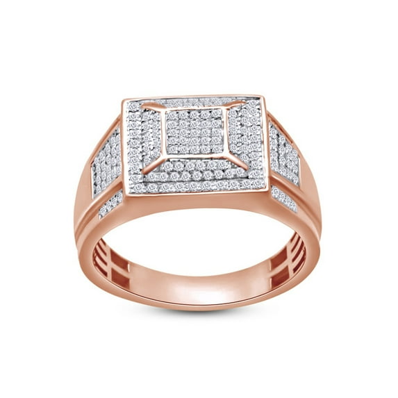 1/3 Carat CT.t.w Round Cut White Natural Diamond Men's Cluster Engagement Wedding Ring 10k Rose Gold (I-J Color, I2-I3 Clarity, 0.33 Cttw) Ring Size-10