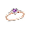 thumbnail image 1 of 1/3 Carat (Ctw) Amethyst and Lab-Created White Sapphire Heart Ring in Rose Sterling Silver for Women, 1 of 6