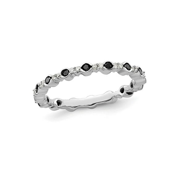 1/3 Carat (Ctw) Black & White Diamond Band Ring in Sterling Silver