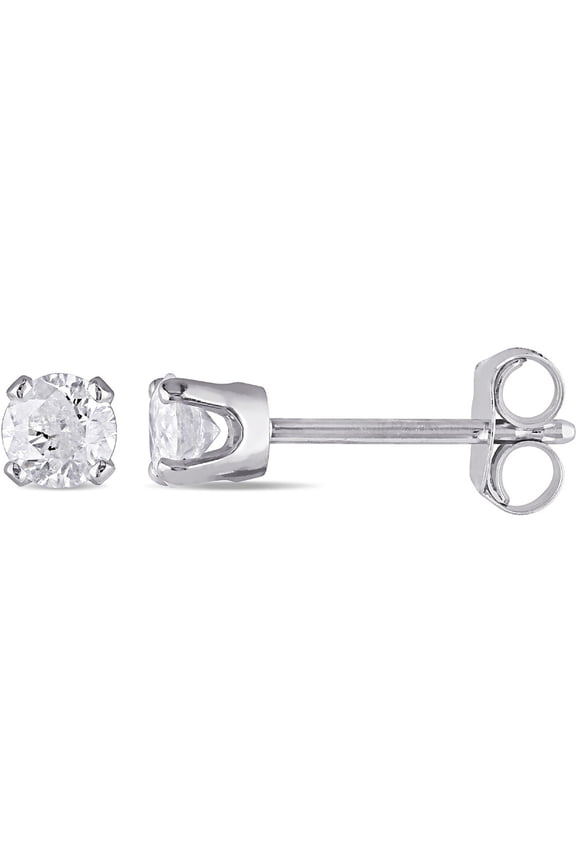 1/3 Carat (Ctw Color I-J, Clarity I2-I3) Diamond Solitaire Stud Earrings in 14K White Gold