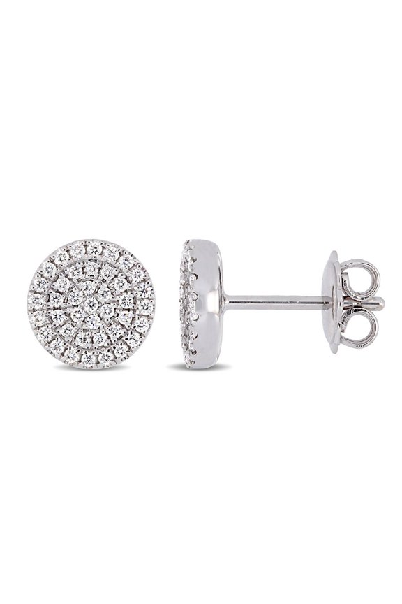 Gem & Harmony 1/3 Carat (Ctw) Diamond Circle Earrings in 14K White Gold for Women