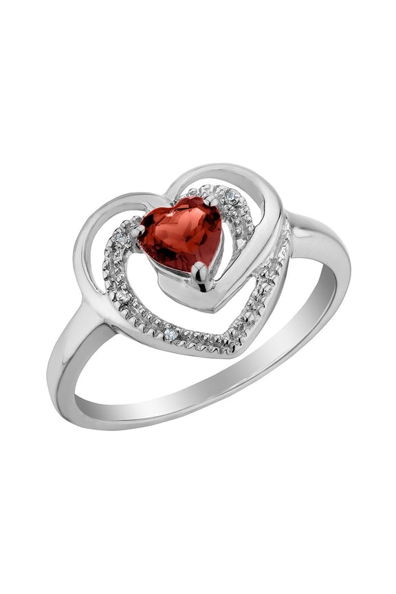 1/3 Carat (Ctw) Garnet Heart Ring in Sterling Silver