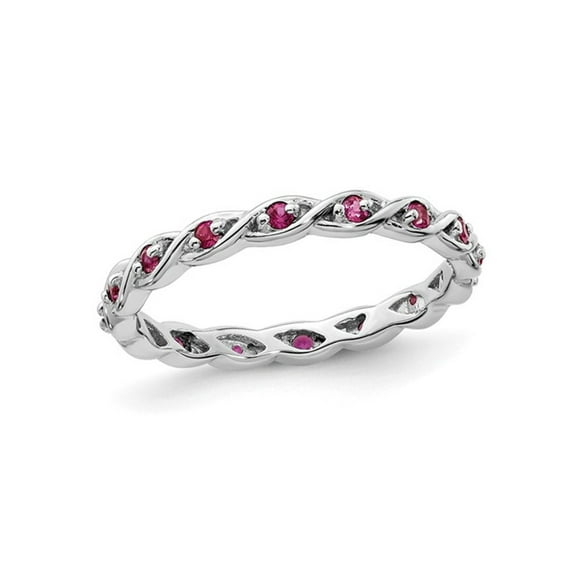 Gem & Harmony 1/3 Carat (Ctw) Lab-Created Ruby Band Ring in Sterling Silver for Women