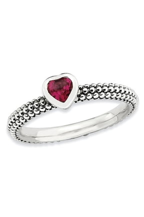 1/3 Carat (Ctw) Lab-Created Ruby Heart Promise Ring in Sterling Silver for Women