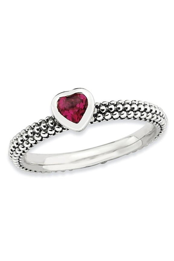 1/3 Carat (Ctw) Lab-Created Ruby Heart Promise Ring in Sterling Silver for Women