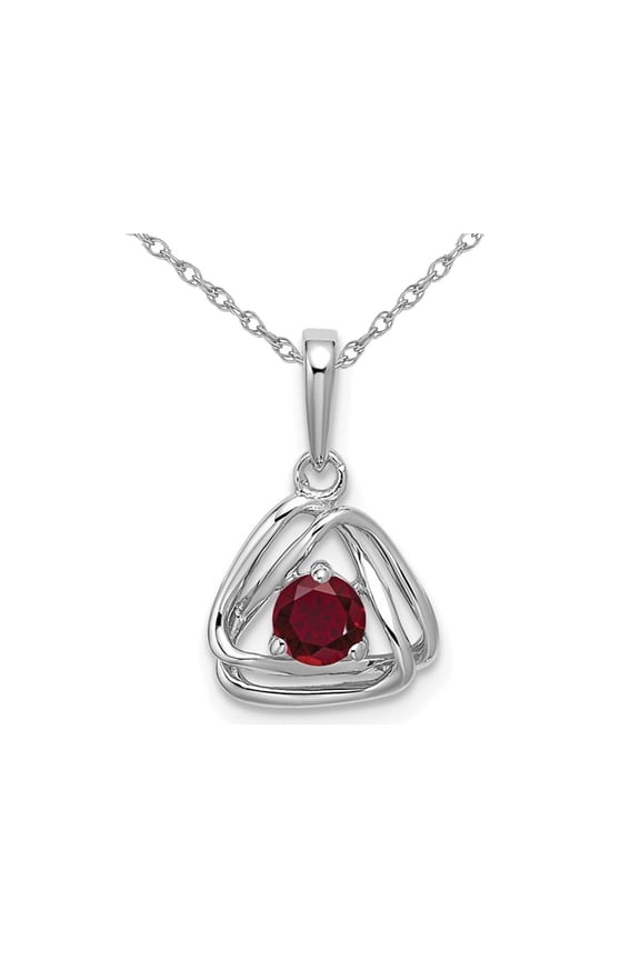 1/3 Carat (Ctw) Lab-Created Ruby Pendant Necklace in 14K White Gold and Chain for Women