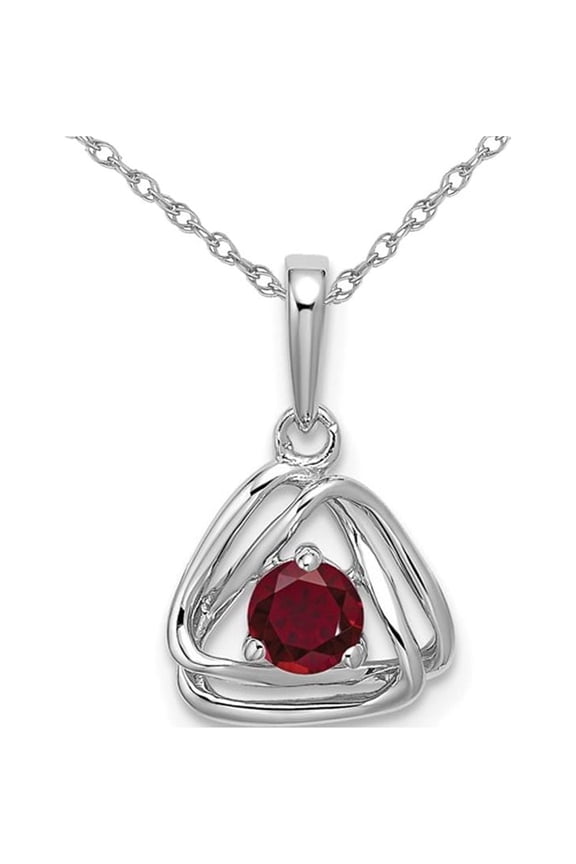 1/3 Carat (Ctw) Lab-Created Ruby Pendant Necklace in 14K White Gold and Chain for Women