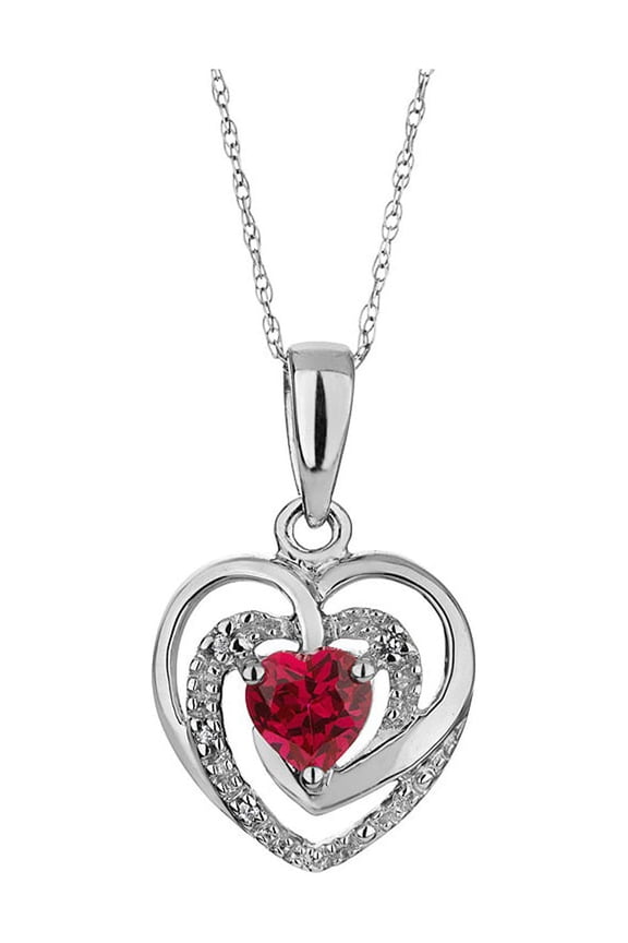 1/3 Carat (Ctw) Lab-Created Ruby Pendant Necklace in Sterling Silver with Chain for Women