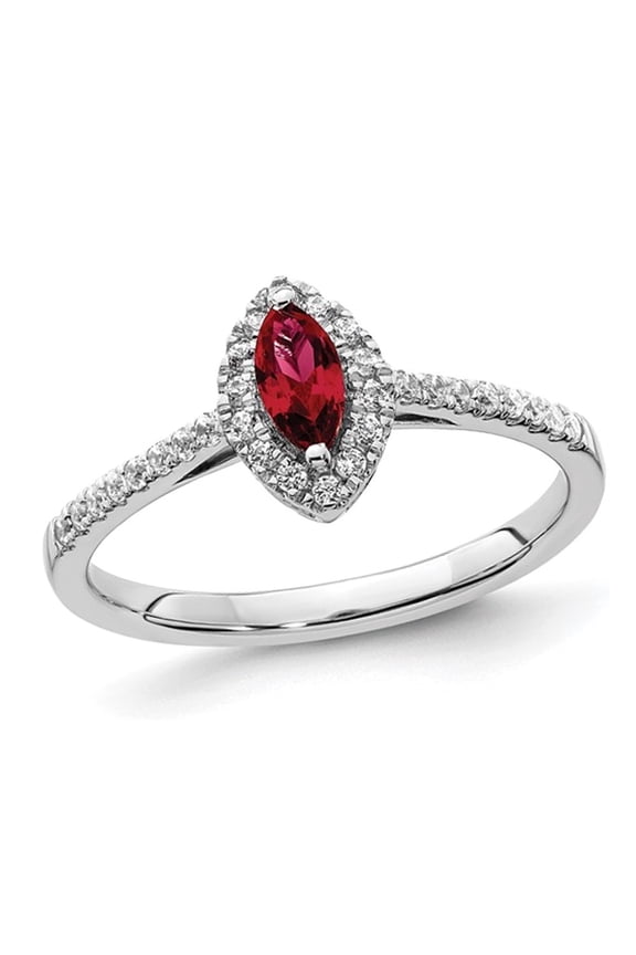1/3 Carat (Ctw) Lab-Created Ruby Ring in 14K White Gold with Lab-Grown Diamonds