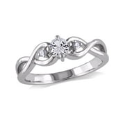 GEM AND HARMONY 1/3 Carat (Ctw) Lab-Created White Sapphire Infinity Ring with Diamonds in Sterling Silver