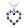 thumbnail image 1 of 1/3 Carat (Ctw) Natural Blue Sapphire and Accent Diamond Heart Pendant Necklace in 14K White Gold with Chain, 1 of 5