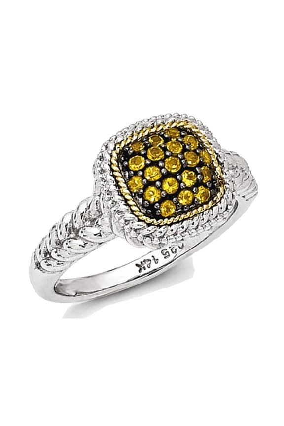 1/3 Carat (Ctw) Natural Citrine Cluster Ring in Black Rhodium Sterling Silver