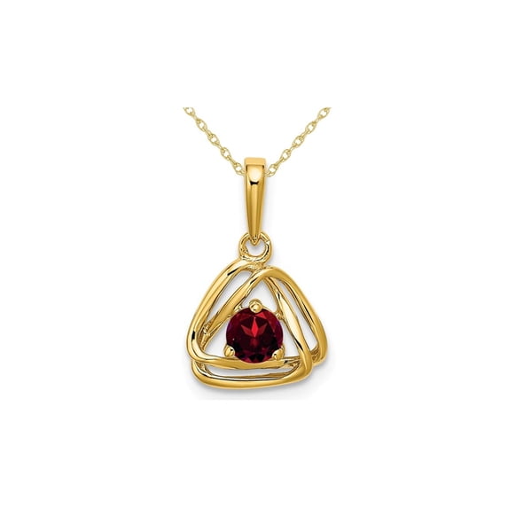 1/3 Carat (Ctw) Natural Garnet Pendant Necklace in 14K Yellow Gold with Chain for Women