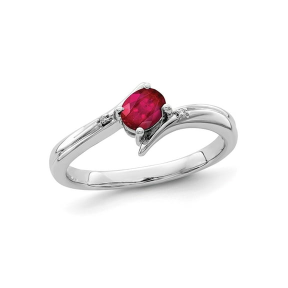 1/3 Carat (Ctw) Oval-Cut Ruby Ring in Sterling Silver