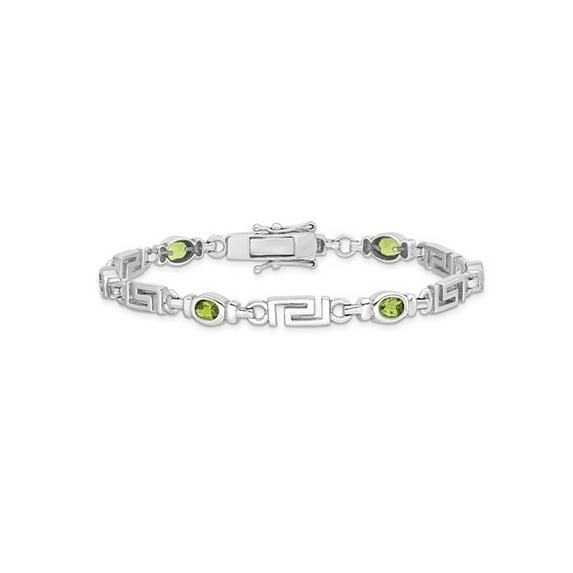 Gem & Harmony 1/3 Carat (Ctw) Peridot Greek Key Bracelet in Sterling Silver for Women