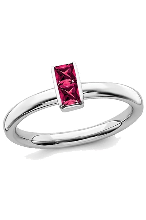 1/3 Carat (Ctw) Princess Cut Lab Created Ruby Ring in Sterling Silver for Women