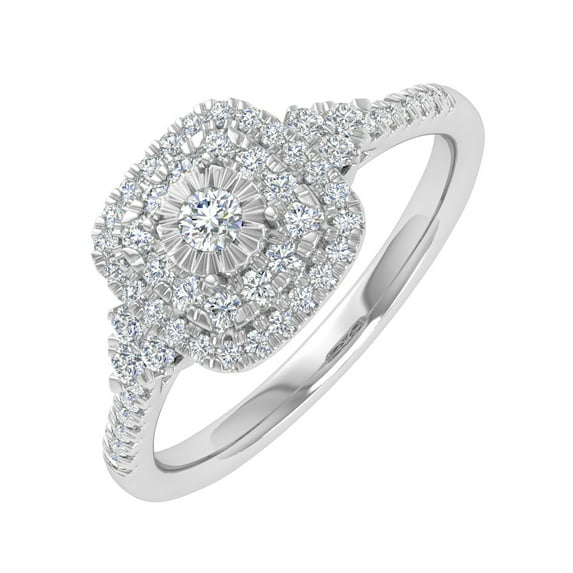 1/3 Carat Cushion cut Halo Diamond Engagement Ring in 10K White Gold (Ring Size 5.75)