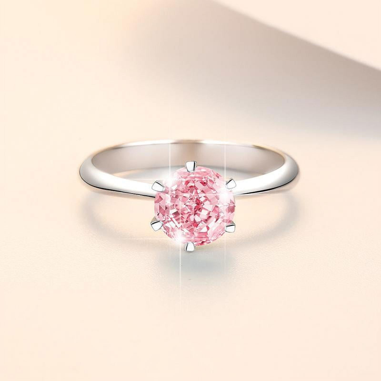 1 to 3 Carat D Color VVS1 Moissanite Diamond Rings for Women S925 Sterling Silver 18K Gold Plated Pink Engagement Rings for Women Wedding