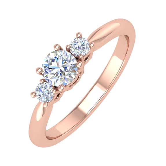 1/3 Carat Diamond 3-Stone Diamond Engagement Ring in 14K Rose Gold (Ring Size 7) (I1-I2 Clarity)