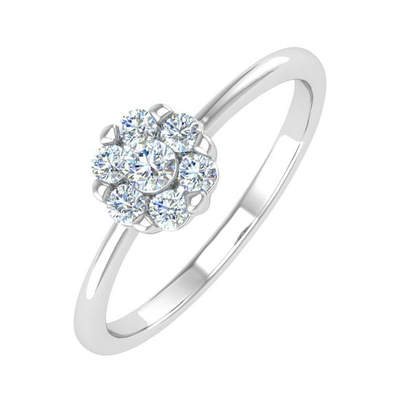 1/3 Carat Diamond Cluster Engagement Ring Band in 14K White Gold (Ring Size 9)