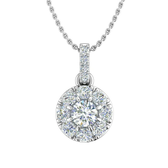 1/3 Carat Diamond Cluster Pendant Necklace in 10K White Gold (Silver Chain Included)