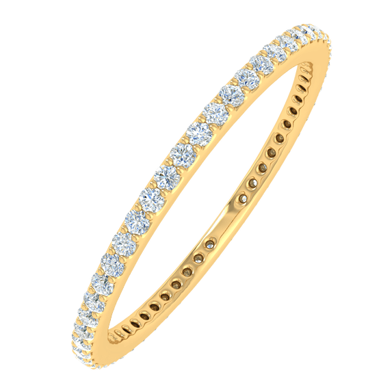 1/3 Carat Diamond Eternity Wedding Band in 10K Yellow Gold - IGI Certified (Ring Size 8)
