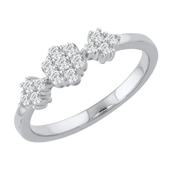 1/3 Carat Diamond Floral Cluster Ring in 14K White Gold (Ring Size 8) (SI1-SI2 Clarity)