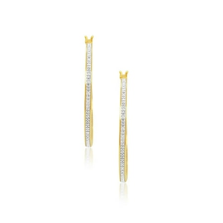 1/3 Carat Diamond Inside-Out Hoop Earrings in Yellow Gold-Plated Sterling Silver (40 MM)