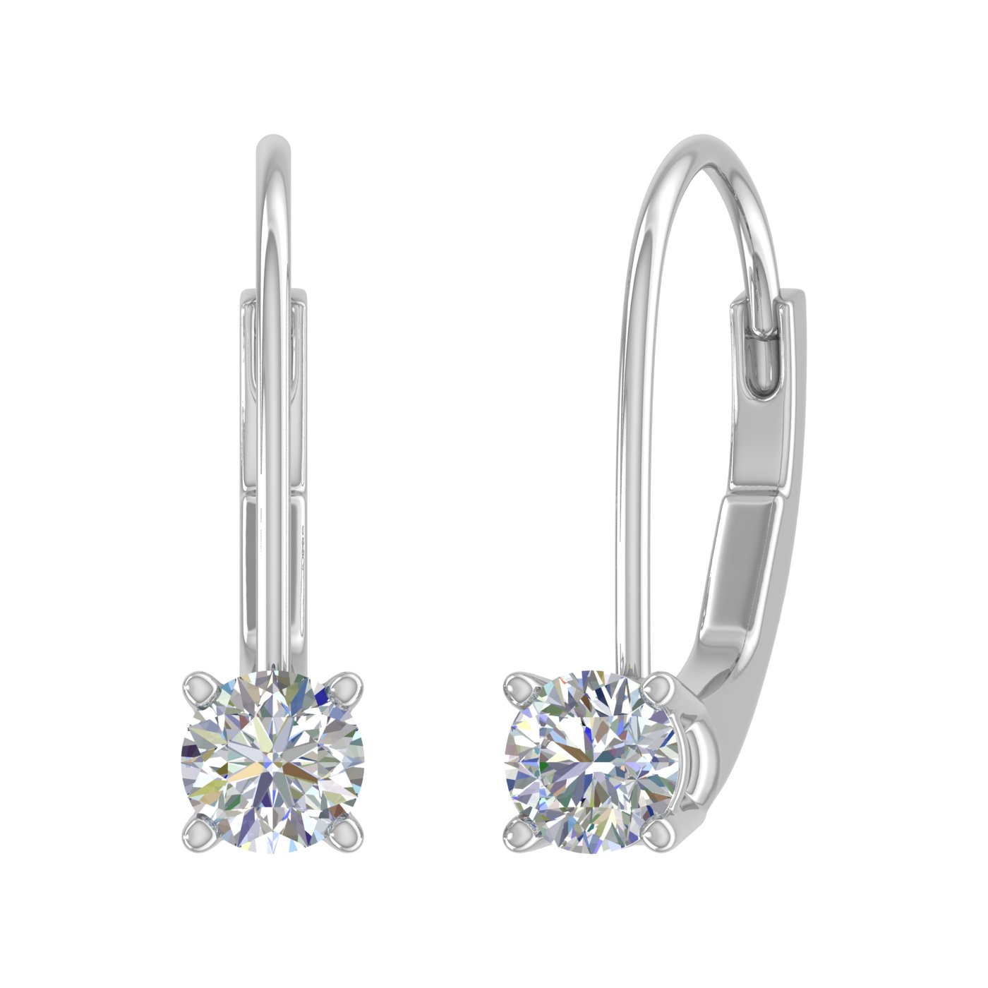 Pure Brilliance 14k White Gold 1 Ctw Diamond Lever Lock Earring