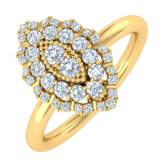 1/3 Carat Diamond Marquise-Shaped Ring in 10K Yellow Gold (Ring Size 6)
